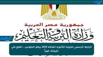 الرابط الرسمي لنتيجة الثانوية العامة 2025 برقم الجلوس.. اطلع على نتيجتك فوراً